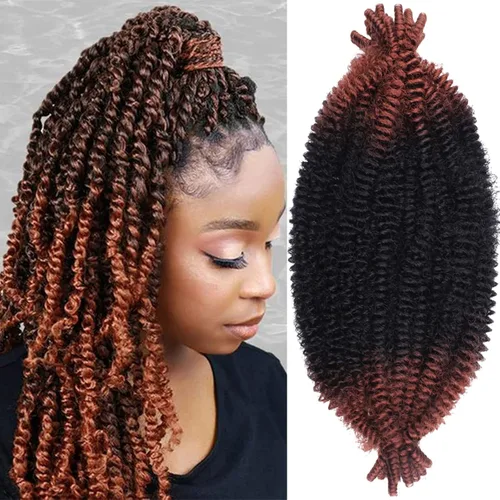 Vista 71 de Cabello de Envoltura Pre-Esponjado de 8 Pulgadas, 3 Paquetes, Cabello Afro Twist Pre-Separado Elástico para Locs, Cabello Afro Twist Negro Natural
