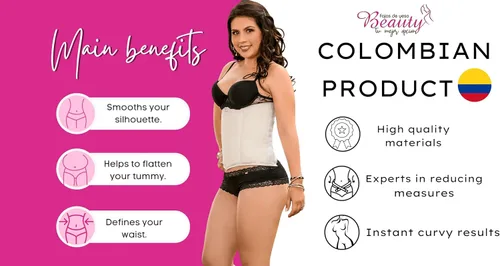 Vista 5 de Faja de yeso Beauty colombiana, reduce, moldea y define abdomen y cintura. (XL) Blanco, Blanco