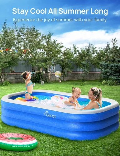 Vista 3 de EVAJOY - Piscina inflable de 92 x 56 x 20 pulgadas para fiesta acuática de verano, sin BPA, sobre el suelo, pelota de piscina para niños, patio