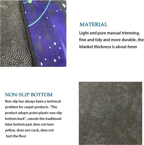 Vista 3 de Rafaelle Alfombra antideslizante con cielo estrellado y galaxia azul y morado para niñas, niños, dormitorio, sala de estar, sala