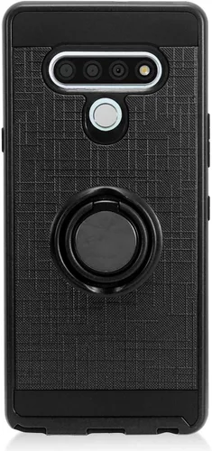 Vista 5 de Para LG Stylo 6 LM-Q730 (2020) - Funda híbrida con soporte de anillo - RS2 Negro