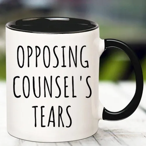 Vista 3 de Fonhark - Taza divertida de abogado, lágrimas del abogado opuesto, abogado, regalo de abogado, taza de graduado de derecho, taza de café novedosa