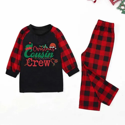 Vista 2 de ADJHDFH Pijamas de Navidad a juego para parejas, pijamas de Navidad familiares a juego para niños, trajes cálidos de Navidad con estampado a cuadros