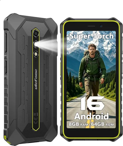 Vista 10 de Ulefone RugKing 2 Pro - Teléfono resistente, 8 (4+4) GB+64 GB Octa-Core, 4500 mAh, teléfono impermeable Android 16, pantalla HD+ Corning Gorilla