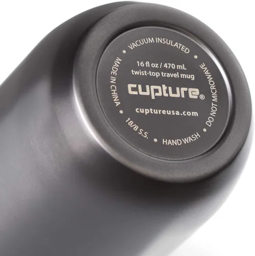 Vista 9 de Cupture TWIST-TOP - Taza de viaje de acero inoxidable con aislamiento al vacío, 16 onzas, gris plomizo Gris metalizado