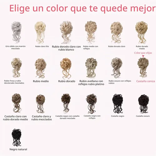 Vista 6 de HOOJIH 2 piezas de extensiones de cabello estilo moño despeinado, extensiones de cabello rizado y ondulado con tiras, cola de caballo, horquillas