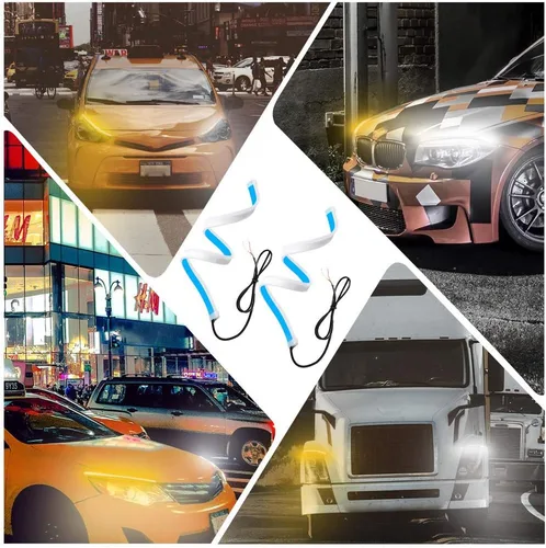 Vista 7 de Tira de luces LED para faros exteriores DRL, 2 piezas de 24 pulgadas, impermeables, cortables, flexibles, para correr, luces diurnas, interruptores