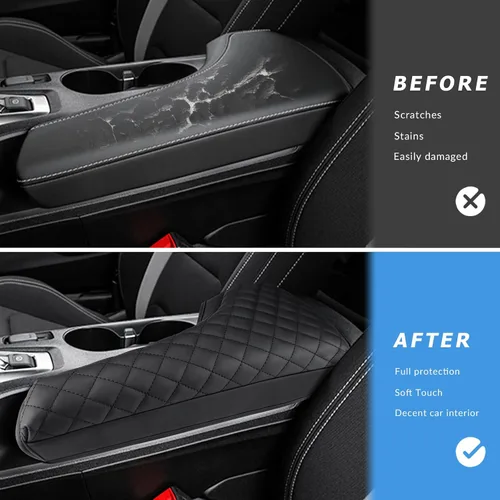 Vista 2 de INTGET Funda de consola central para Chevrolet Chevy Camaro 2016-2022 2023 2024, accesorios de cuero para reposabrazos central, protector de tapa