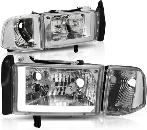 Vista 10 de Auto Dynasty Conjunto de Faros LED DRL Compatible con Dodge Ram 1500 2500 3500 de 1994-2002, 4 Piezas Faros Halógenos de Repuesto con Doble Luz