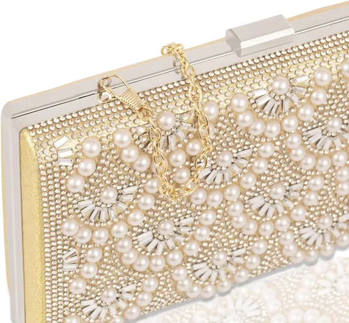 Vista 4 de Evening Clutch Pearl Purse for Women, Party Clutches Bag Wedding Formal Handbags
