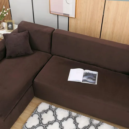 Vista 8 de MIFXIN Funda para sofá en forma de L, 2 piezas, fundas elásticas de felpa elástica para sofá seccional, protector de muebles en forma de L