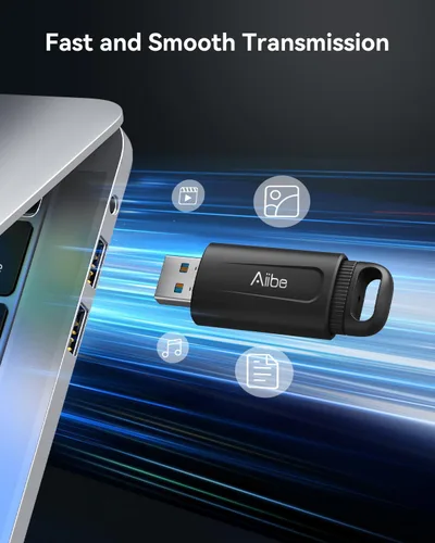 Vista 3 de Aiibe 64GB Flash Drive USB 3.0 Thumb Drive USB Drive Memory Stick with LED Indicator Portable Keychain, Black
