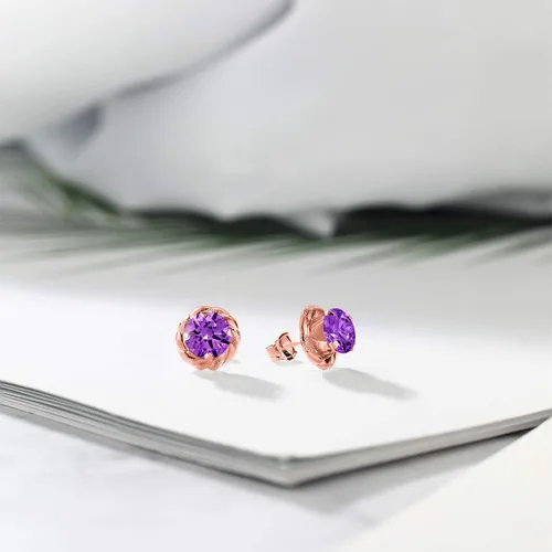 Vista 425 de Gem Stone King Aretes de plata de ley 925 de 0.236 in con piedra natal redonda para mujer