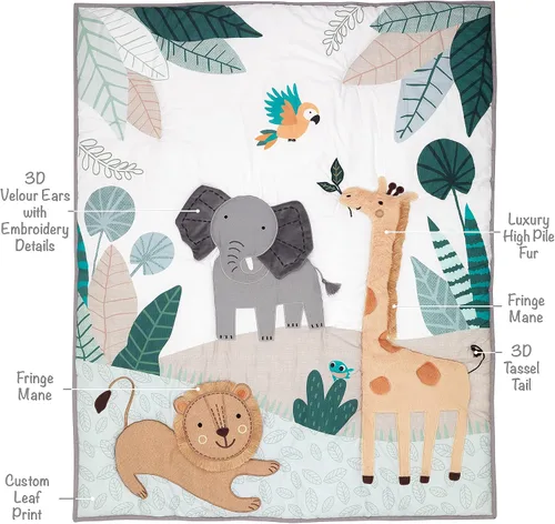 Vista 3 de Lambs & Ivy Jungle Friends - Juego de ropa de cama de 5 piezas para cuna de bebé