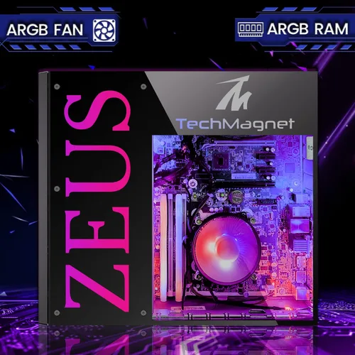 Vista 2 de TechMagnet PC de escritorio para juegos, Intel i7 6ª generación, Zeus Pro 4, GT 1030, ARGB de RAM de 16 GB, SSD de 1 TB + disco duro de 2 TB