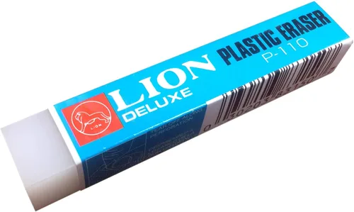 Vista 5 de LION Borradores de plástico blanco translúcido, 24 EA/Box, 1 caja (P-100)