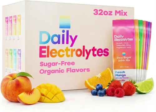 Vista 17 de 30 paquetes de electrolitos en polvo jumbo de 7 sabores sin azúcar, paquetes de hidratación líquida de electrolitos diarios IV mezcla de bebidas