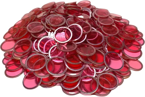 Vista 12 de MR CHIPS Fichas de bingo magnéticas con anillo de metal de 3/4 pulgadas, 300 piezas mejoradas transparentes surtidas, disponibles en 7 colores, una