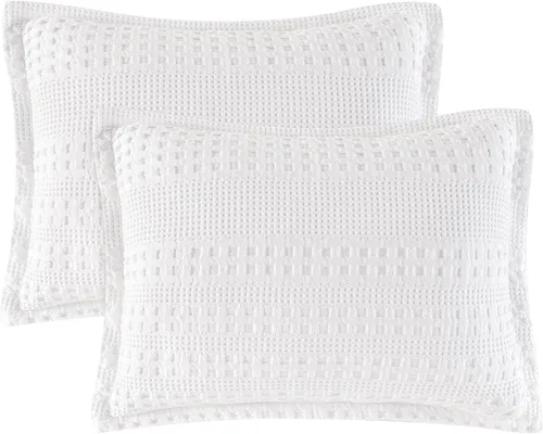 Vista 53 de PHF Fundas de almohada 100% algodón con tejido de gofre de 24 x 24 pulgadas, paquete de 2 fundas cuadradas para decoración elegante del hogar, sin
