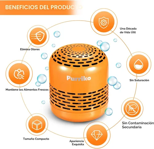 Vista 5 de Purriko Desodorante para Refrigerador, Dura hasta 10 años, Eliminador de Olores para Refrigerador, Desodorante para Nevera, Más Efectivo que