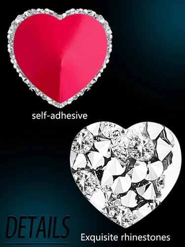 Vista 4 de Cubiertas adhesivas para el pecho con diamantes de imitación, cubiertas para el pecho con purpurina, calcomanías reutilizables, cubiertas de brasier