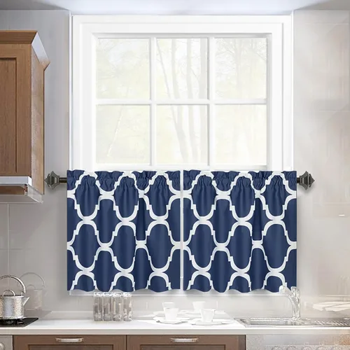 Vista 37 de Melodieux - Cortinas de bolsillo de moda marroquí para cocina, cafetería o baño, pequeñas ventanas