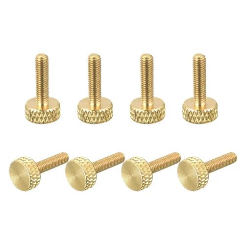 Vista 7 de uxcell 2 tornillos moleteados de latón para pulgar, M3x8mm de agarre plano, perno de sujeción para electrónicos, mecánicos