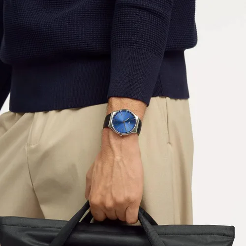 Vista 6 de Swatch Reloj Unisex Formal Azul 42 SS07S125, Correa
