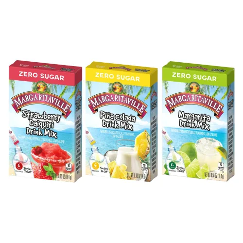 Vista 7 de Margaritaville Gallons To Go Mezcla de Bebida en Polvo, Caja de 8 Unidades – Margarita – Mezcla de Bebida Baja en Calorías y Sin Azúcar, Cada Sobre