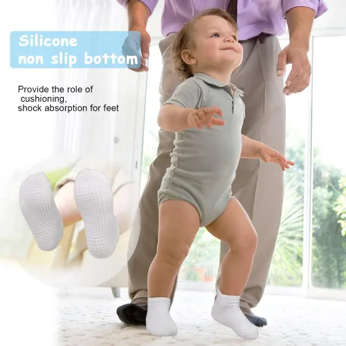 Vista 2 de GRPSKCOS Calcetines antideslizantes para bebé, 12 pares de calcetines antideslizantes para niños y niños, calcetines para niños de 1 a 7 años