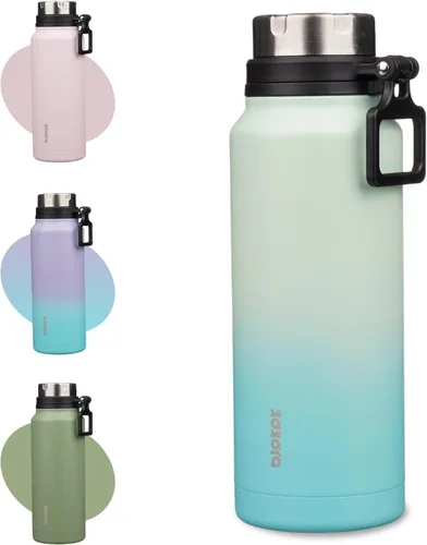 Vista 36 de BJPKPK Botella de agua aislada de 24 onzas con asa, sin BPA, botella térmica de viaje de acero inoxidable reutilizable, botella de agua grande, Negro