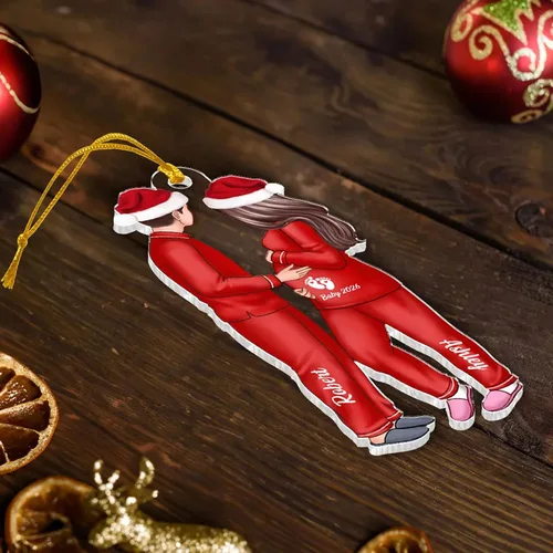 Vista 7 de Adorno de embarazo de Navidad personalizado para padres esperados 2025 – Adorno colgante de embarazo con nombre personalizado, anuncio de nuevo