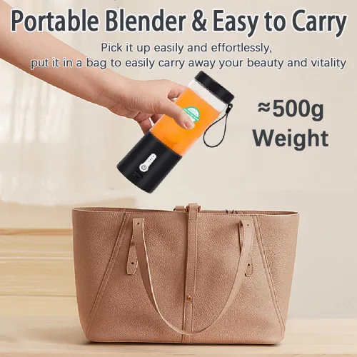 Vista 4 de Licuadora portátil para batidos y batidos, licuadora personal recargable USB-C con 6 cuchillas de acero inoxidable, mini exprimidor sin BPA