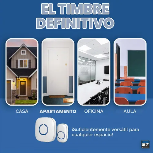 Vista 7 de Timbre inalámbrico de SadoTech – Kit de timbres y timbres impermeables inalámbricos – Rango de más de 1000 pies, timbre de 52 tonos, 4 niveles