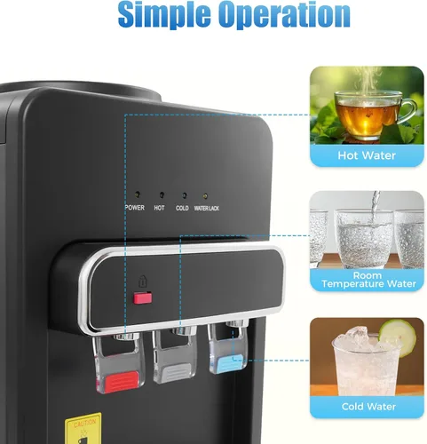 Vista 5 de Dispensador de agua de carga inferior, dispensador de agua fría y fría para botellas de 3 o 5 galones, dispensador de agua de encimera de 550 W