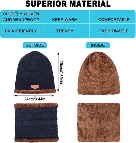 Vista 2 de Conjunto de guantes de invierno con forro polar para hombre y mujer