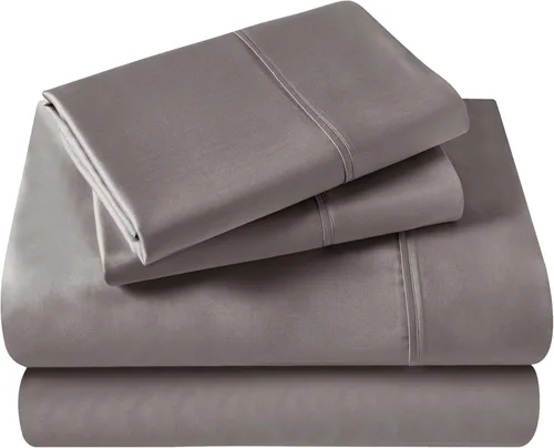 Vista 21 de SUPERIOR Juego de sábanas de algodón egipcio de 400 hilos, 1 sábana bajera elástica con bolsillo profundo, 1 sábana encimera y 2 fundas de almohada