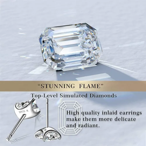 Vista 4 de STUNNING FLAME" Trillion-cutCushion-cutEmerald-cutMarquise-cut ... 18K White Gold Plated Sterling Silver Cubic Zirconia Simulated Diamond Stud