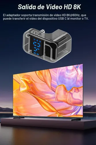 Vista 5 de Jadebones - Juego de 2 adaptadores USB C de 180 grados con pantalla digital