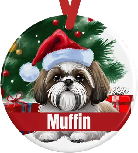Vista 29 de Personalized Fawn Pug Ceramic Christmas Ornament, 3-Inch