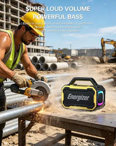 Vista 5 de Energizer Altavoces Bluetooth al aire libre, altavoz inalámbrico portátil Amarillo