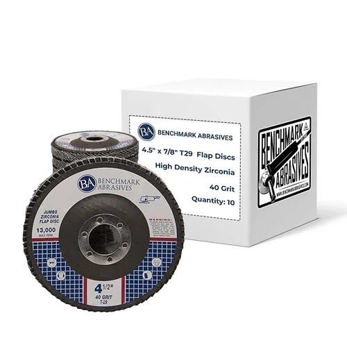 Vista 5 de Benchmark Abrasives 4.5" x 7/8" Discos de solapa Jumbo de alta densidad tipo 29 con circonita de primera calidad de 4 1/2 para amoladora angular