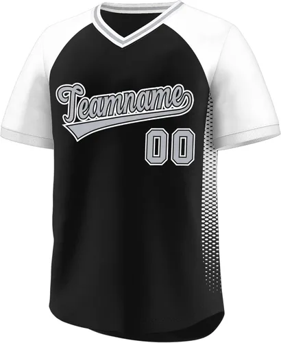 Vista 24 de Camiseta de béisbol personalizada con cuello en V para hombres, mujeres y jóvenes, camisetas de béisbol personalizadas con costuras o estampadas
