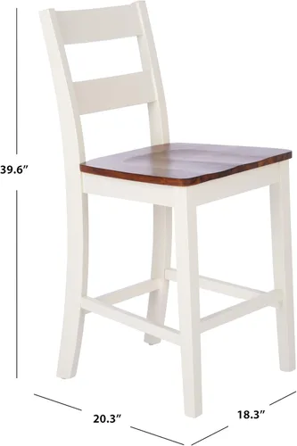 Vista 3 de SAFAVIEH Home Collection Yuri Taburete blanco y natural de 24 pulgadas (juego de 2)