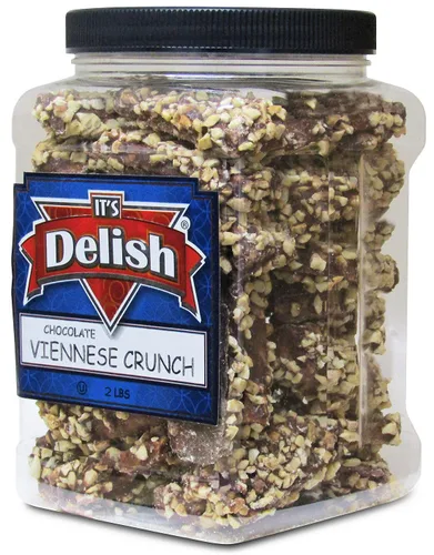 Vista 3 de Gourmet Viennese Crunch by Its Delish - Recipiente reutilizable jumbo de 2 libras (tarro de 32 onzas) - Chocolate negro premium recubierto