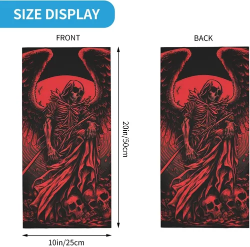 Vista 3 de HERRECX grim reaper skull angel demon skeleton red Neck Gaiter Face Cover Scarf Balaclava Bandana for Women Men Gaiter Mask for Motorcycle Cycling