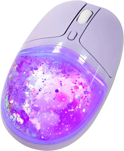 Vista 7 de elec Space Mouse inalámbrico Bluetooth - Bonito diseño de aguamarina transparente, mouse de agua de arena líquida con purpurina con precisión Azul