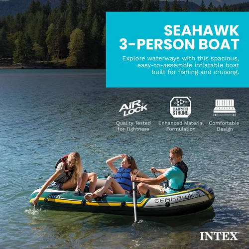 Vista 2 de INTEX 66332EP Seahawk 2 Juego de Bote Inflable: incluye remos de aluminio de lujo de 48 pulgadas y bomba de alto rendimiento, PVC superfuerte