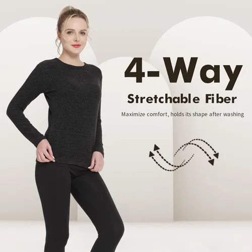 Vista 13 de MANCYFIT Tops térmicos para mujer, camisa con forro polar, manga larga, capa base, cuello en V
