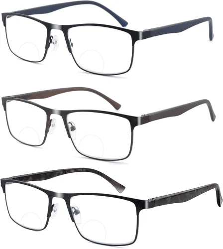 Vista 7 de 3 Pack Men Anti Blue Light Reading Glasses, Progressive & No Line Bifocal Readers